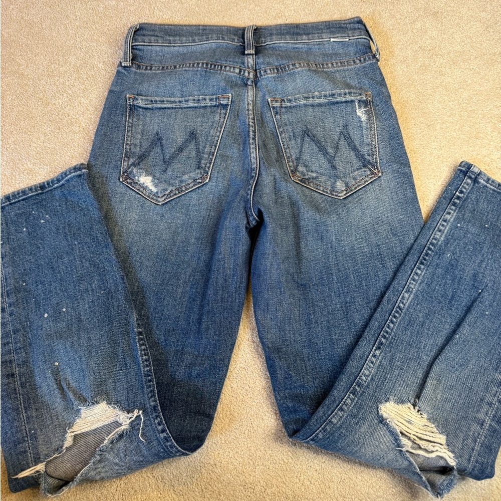 Mother Distressed Straight Leg Jeans Size 24 - Picture 10 of 12
